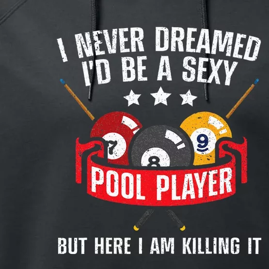 Cool Pool Player Design For Men Women Pool Billiards Player Performance Fleece Hoodie