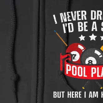 Cool Pool Player Design For Men Women Pool Billiards Player Full Zip Hoodie