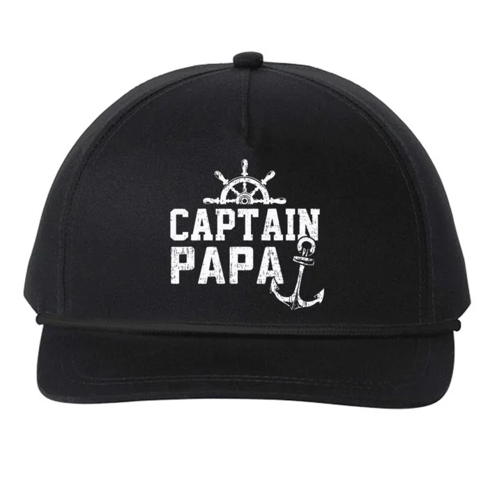 Captain Papa Pontoon Boating Fishing Lake Sailing Family Snapback Five-Panel Rope Hat