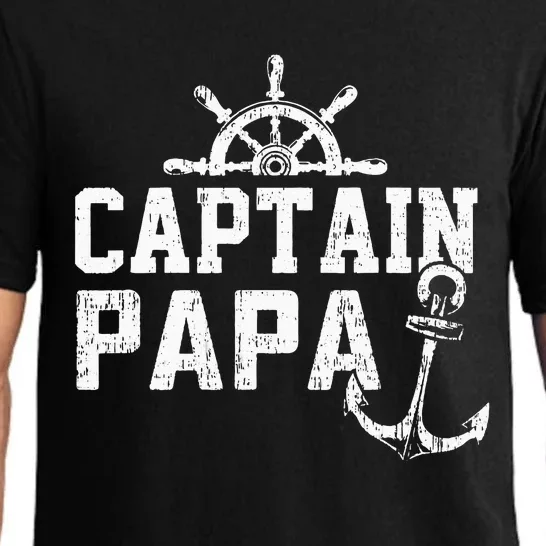 Captain Papa Pontoon Boating Fishing Lake Sailing Family Pajama Set