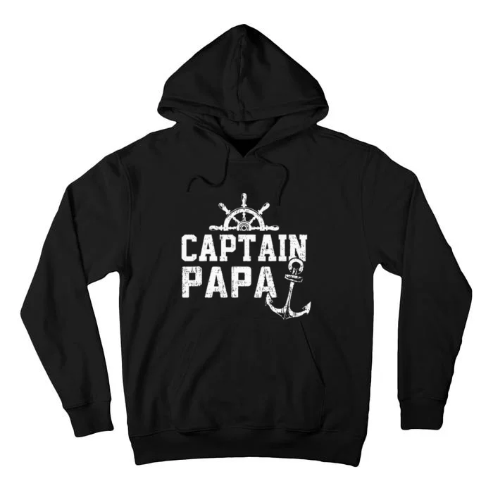 Captain Papa Pontoon Boating Fishing Lake Sailing Family Tall Hoodie