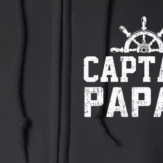 Captain Papa Pontoon Boating Fishing Lake Sailing Family Full Zip Hoodie