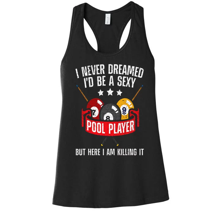 Cool Pool Player Design For  Pool Billiards Player Women's Racerback Tank