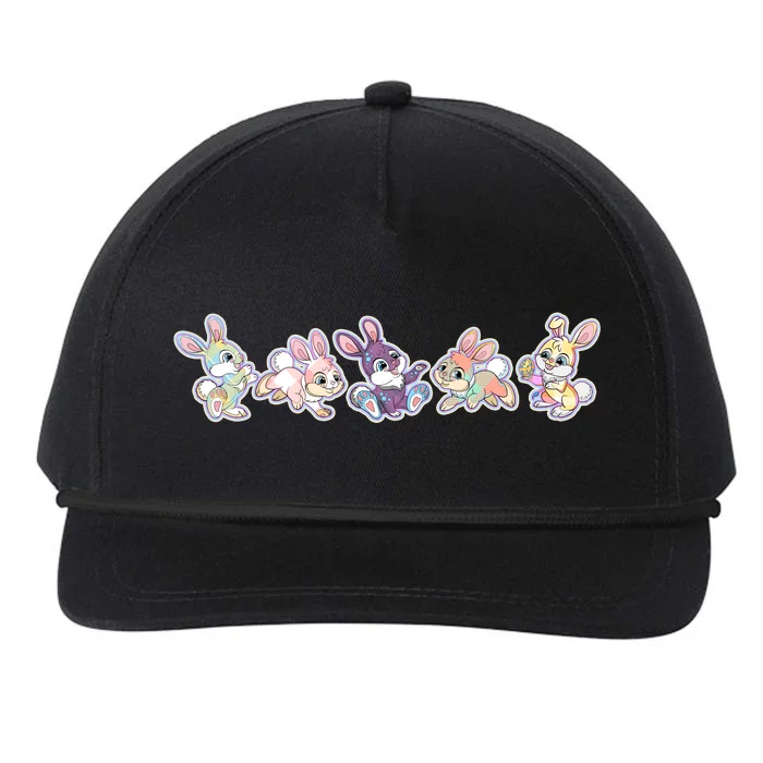 Cute Pastel Plaid Easter Bunnies Bunny Rabbits Snapback Five-Panel Rope Hat