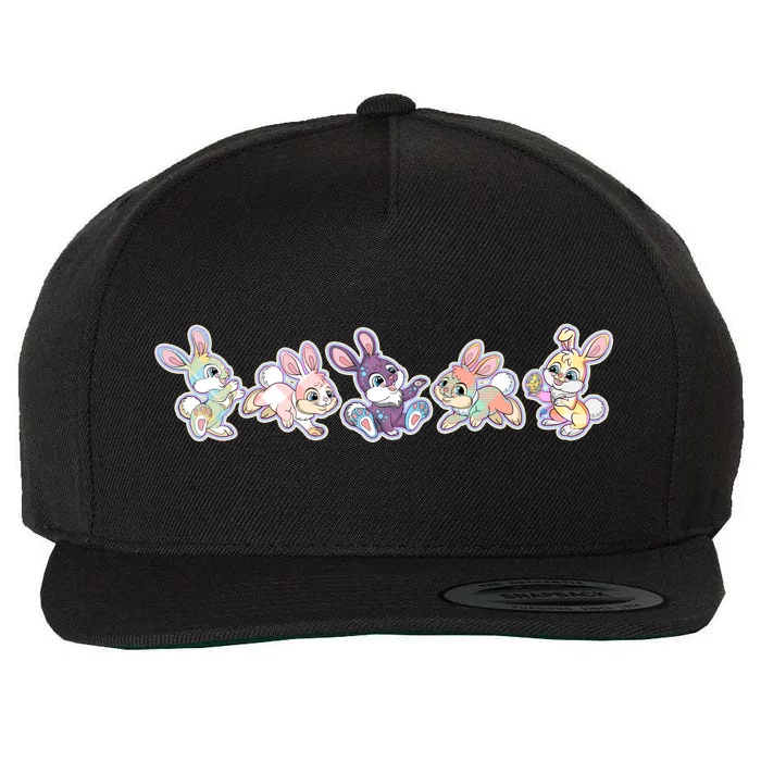 Cute Pastel Plaid Easter Bunnies Bunny Rabbits Wool Snapback Cap