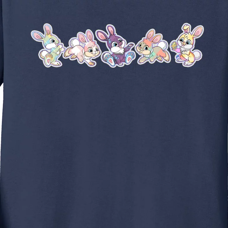 Cute Pastel Plaid Easter Bunnies Bunny Rabbits Kids Long Sleeve Shirt