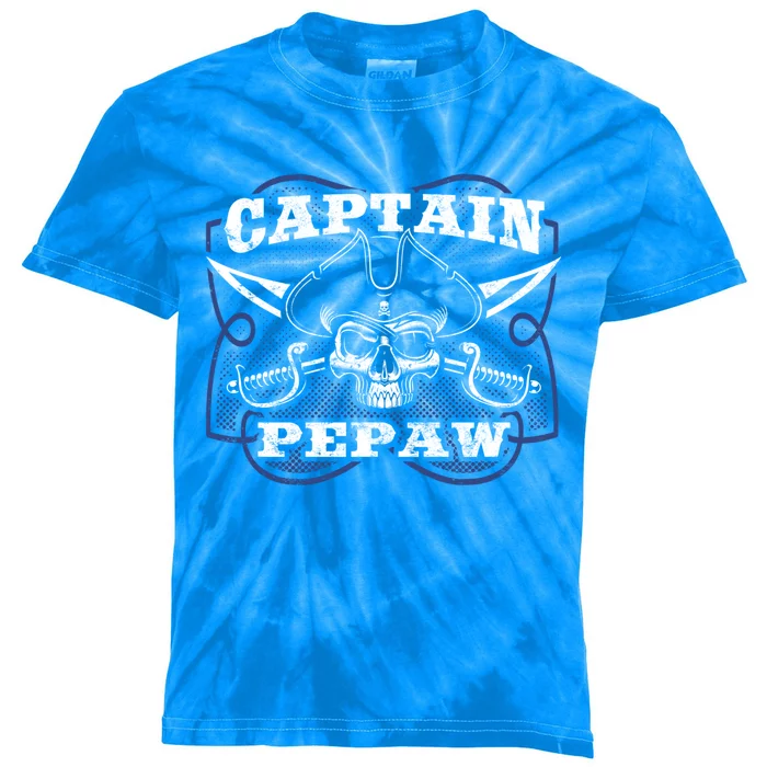 Captain Pepaw Pirate Skull Funny Grandpa Grandparents Day Cool Gift Kids Tie-Dye T-Shirt