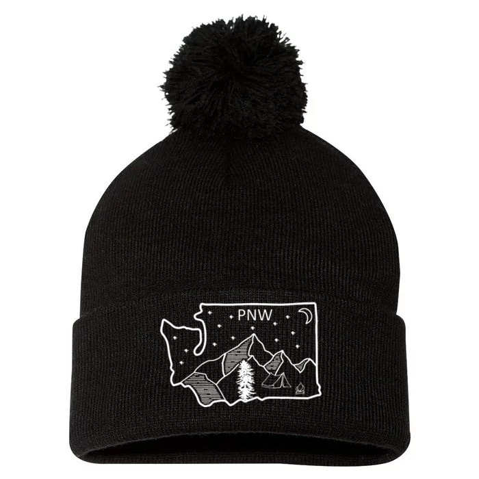 Cool Pnw Pacific Northwest Washington Pom Pom 12in Knit Beanie