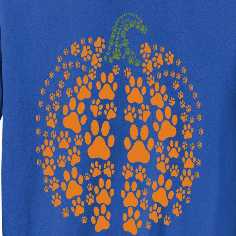 Cute Paw Pumpkin Dog Cat Halloween Thanksgiving Fall Vibes Tall Sweatshirt