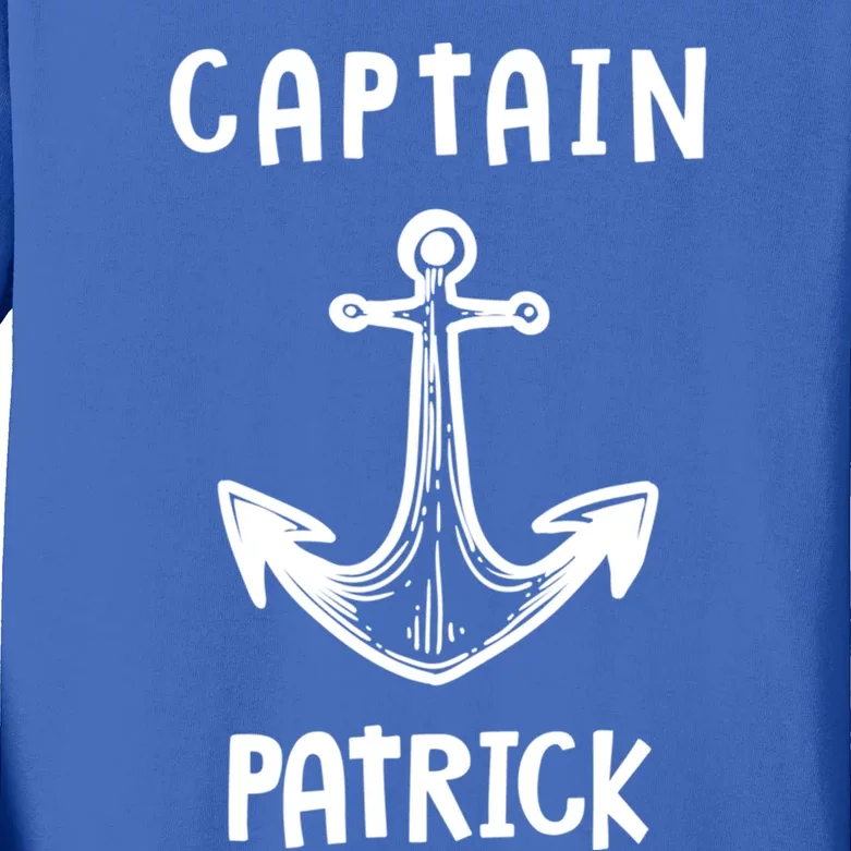 Captain Patrick Personalized Name Funny Pontoon Captain Gift Kids Long Sleeve Shirt