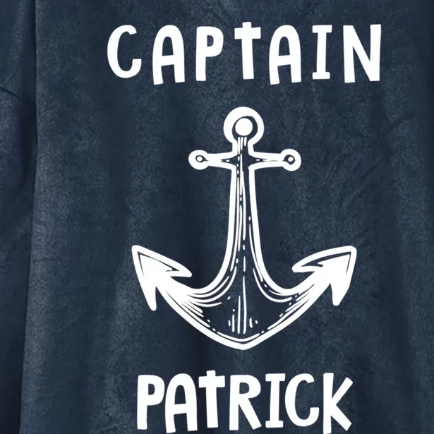 Captain Patrick Personalized Name Funny Pontoon Captain Gift Hooded Wearable Blanket