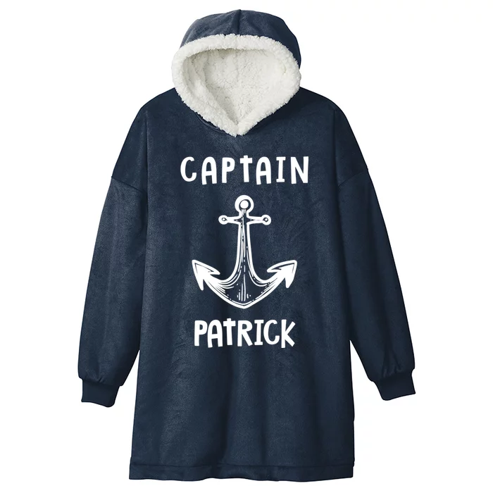 Captain Patrick Personalized Name Funny Pontoon Captain Gift Hooded Wearable Blanket