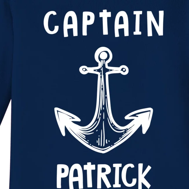 Captain Patrick Personalized Name Funny Pontoon Captain Gift Baby Long Sleeve Bodysuit