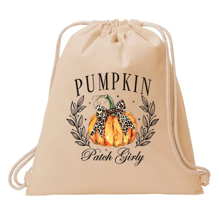 Coquette Pumpkin Patch Girly Pumpkin Fall Halloween Drawstring Bag