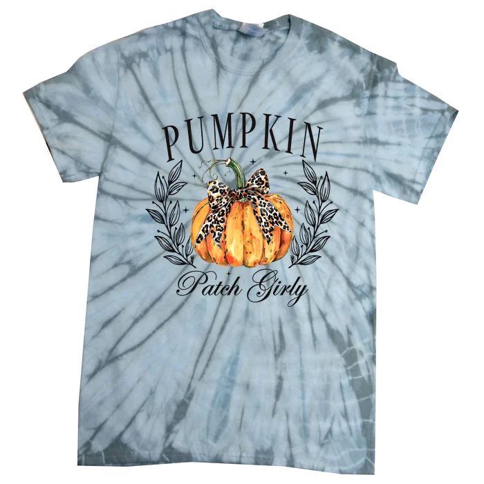 Coquette Pumpkin Patch Girly Pumpkin Fall Halloween Tie-Dye T-Shirt