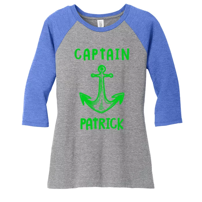 Captain Patrick Personalized Name Funny Pontoon Captain Gift Women's Tri-Blend 3/4-Sleeve Raglan Shirt