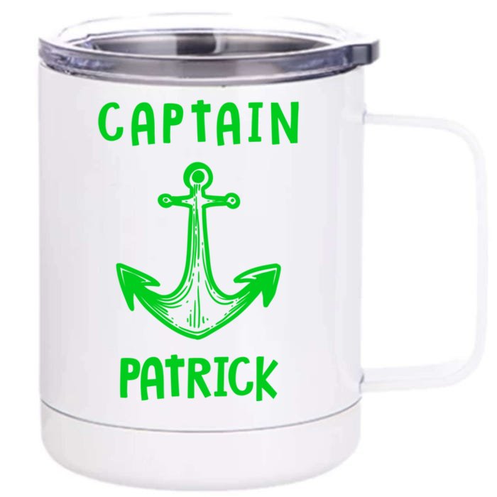 Captain Patrick Personalized Name Funny Pontoon Captain Gift Front & Back 12oz Stainless Steel Tumbler Cup