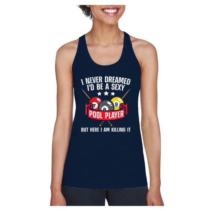 Cool Pool Player Billiards Play Best Gifts Funny Sport Women's Racerback Tank