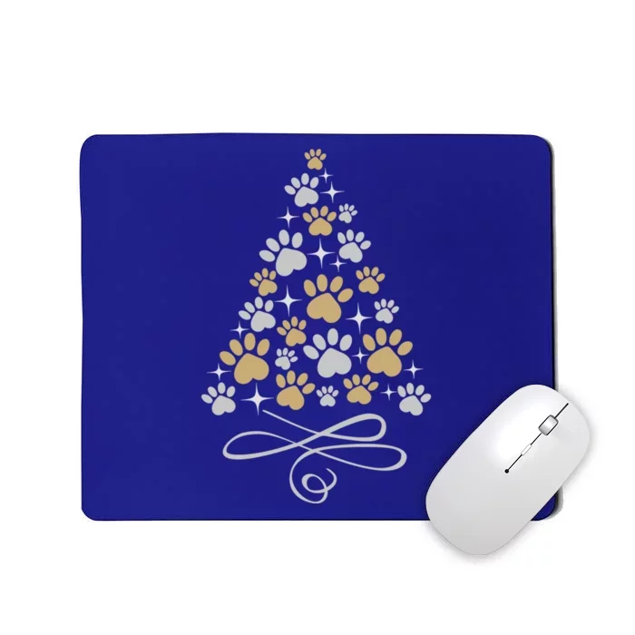 Christmas Paw Print Dogs Cat Christmas Tree Dog Cats Xmas Gift Mousepad