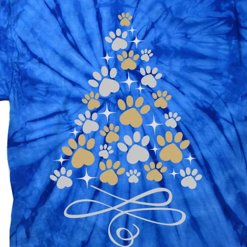 Christmas Paw Print Dogs Cat Christmas Tree Dog Cats Xmas Gift Tie-Dye T-Shirt