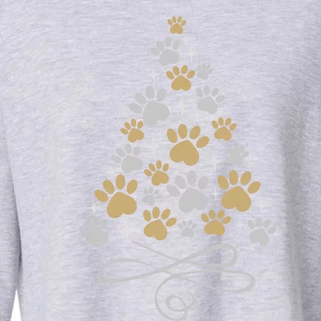 Christmas Paw Print Dogs Cat Christmas Tree Dog Cats Xmas Gift Cropped Pullover Crew