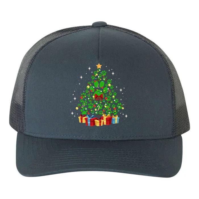 Cute Paw Print Dog Paws Christmas Tree Gift Yupoong Adult 5-Panel Trucker Hat