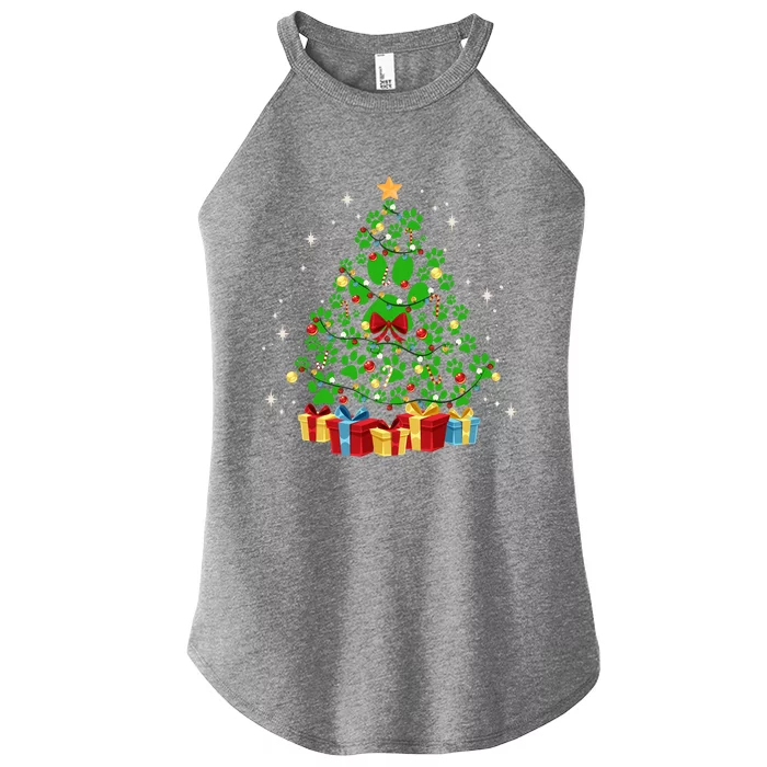 Cute Paw Print Dog Paws Christmas Tree Gift Women’s Perfect Tri Rocker Tank