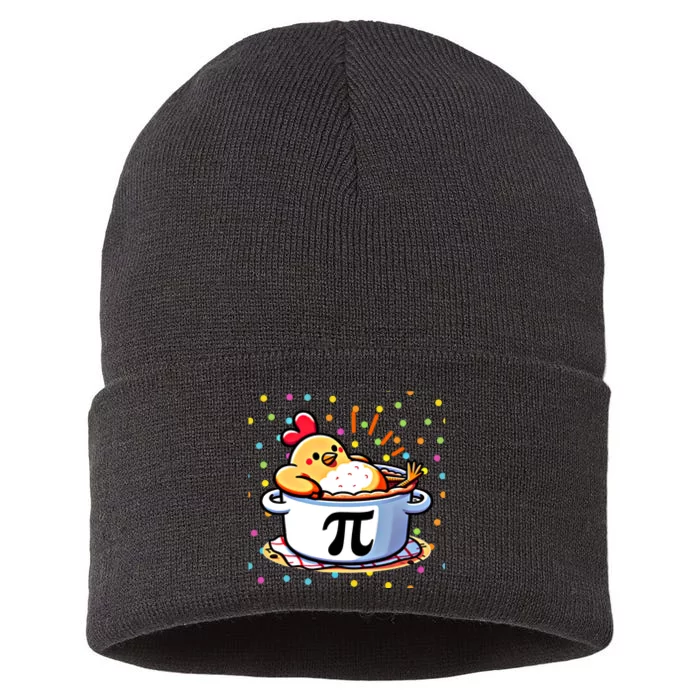 Chicken Pot Pi Funny Pi Day Math Lover Teacher Gift Sustainable Knit Beanie