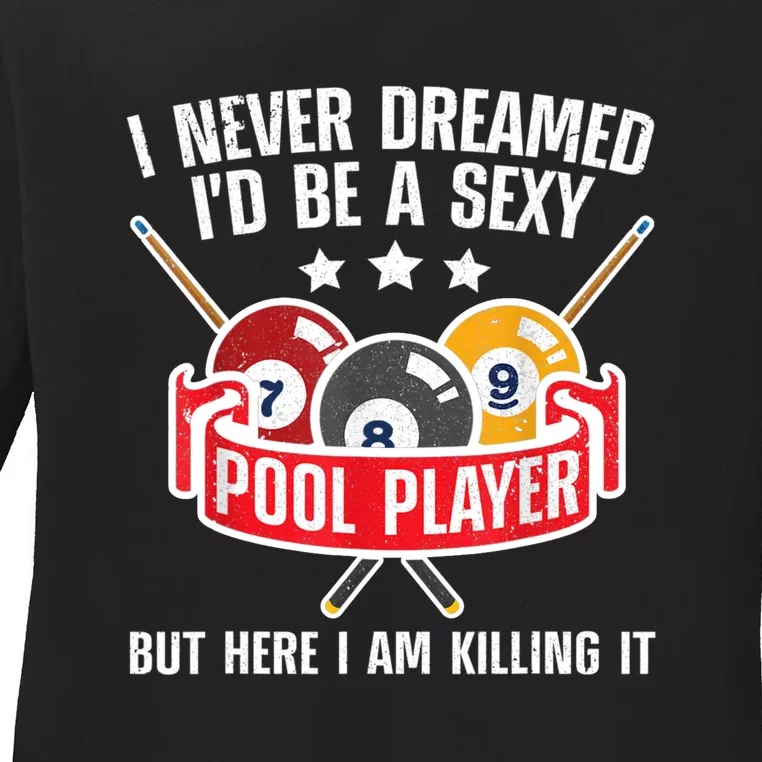 Cool Pool Player Design For Men Women Pool Billiards Player Ladies Long Sleeve Shirt