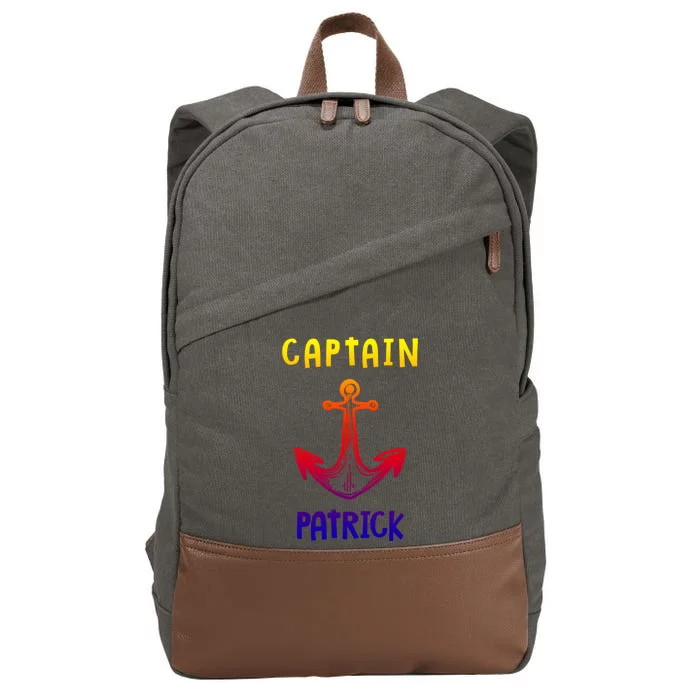 Captain Patrick Personalized Name Funny Pontoon Captain Cool Gift Cotton Canvas Backpack