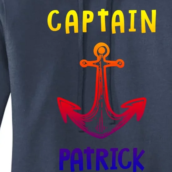 Captain Patrick Personalized Name Funny Pontoon Captain Cool Gift Women's Pullover Hoodie