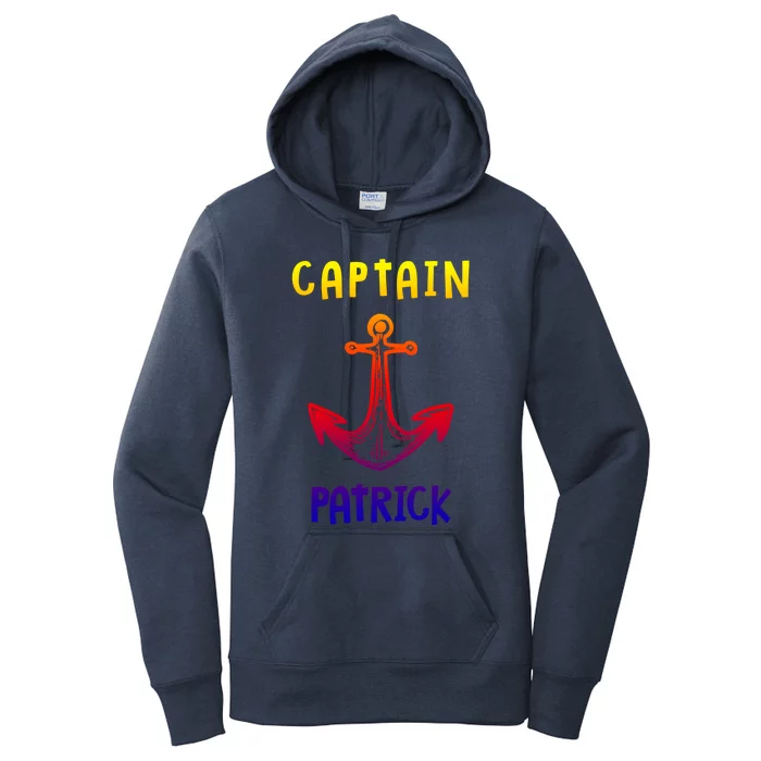 Captain Patrick Personalized Name Funny Pontoon Captain Cool Gift Women's Pullover Hoodie