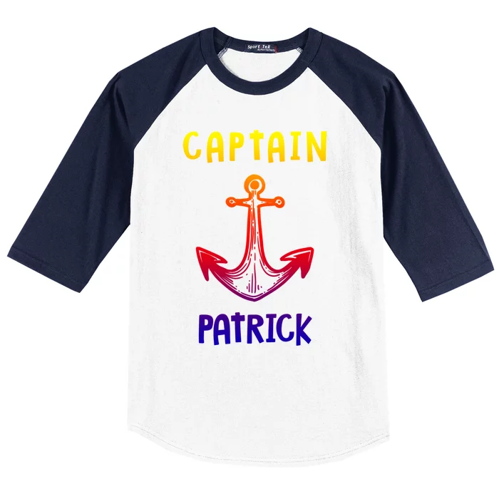 Captain Patrick Personalized Name Funny Pontoon Captain Cool Gift Baseball Sleeve Shirt