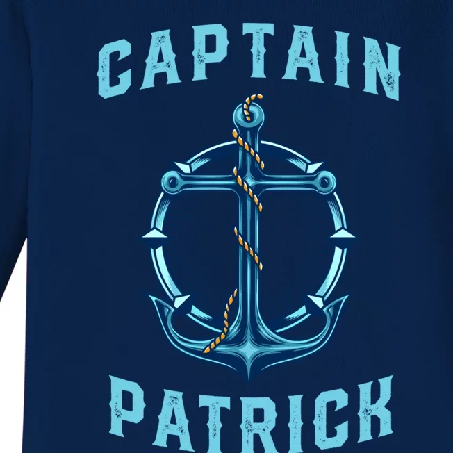 Captain Patrick Personalized Name Sailing Nautical Birthday Gift Baby Long Sleeve Bodysuit