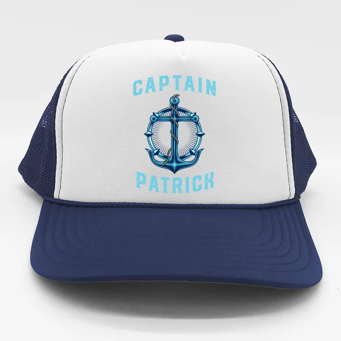 Captain Patrick Personalized Name Sailing Nautical Birthday Gift Trucker Hat