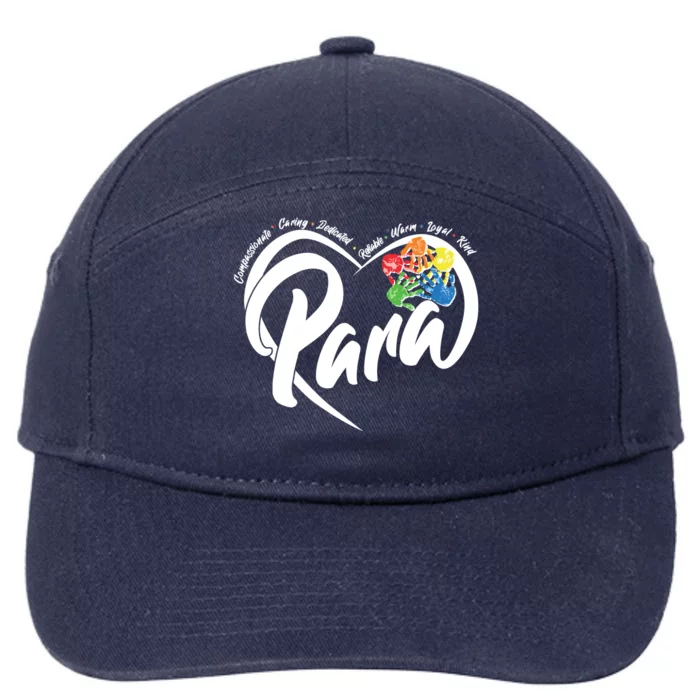 Cute Para Paraprofessional Teacher Heart 7-Panel Snapback Hat