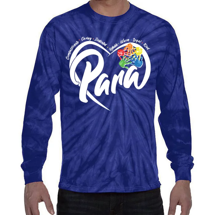 Cute Para Paraprofessional Teacher Heart Tie-Dye Long Sleeve Shirt