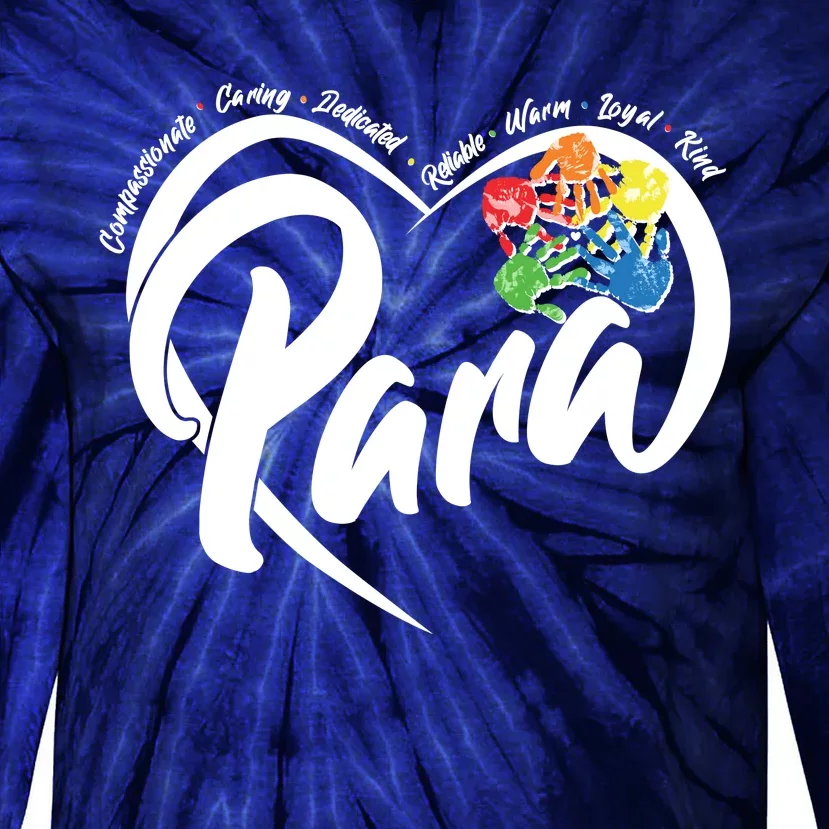 Cute Para Paraprofessional Teacher Heart Tie-Dye Long Sleeve Shirt