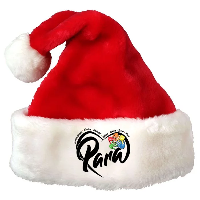 Cute Para Paraprofessional Teacher Heart Premium Christmas Santa Hat