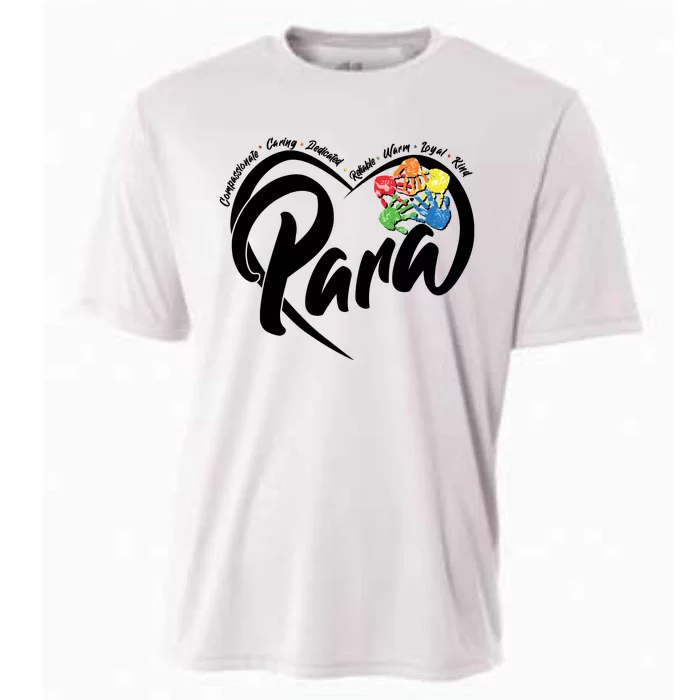 Cute Para Paraprofessional Teacher Heart Cooling Performance Crew T-Shirt