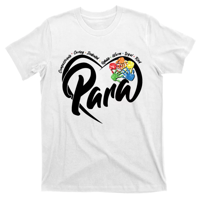 Cute Para Paraprofessional Teacher Heart T-Shirt