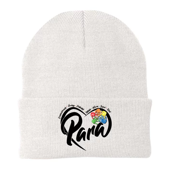 Cute Para Paraprofessional Teacher Heart Knit Cap Winter Beanie