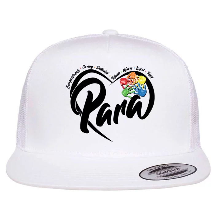 Cute Para Paraprofessional Teacher Heart Flat Bill Trucker Hat