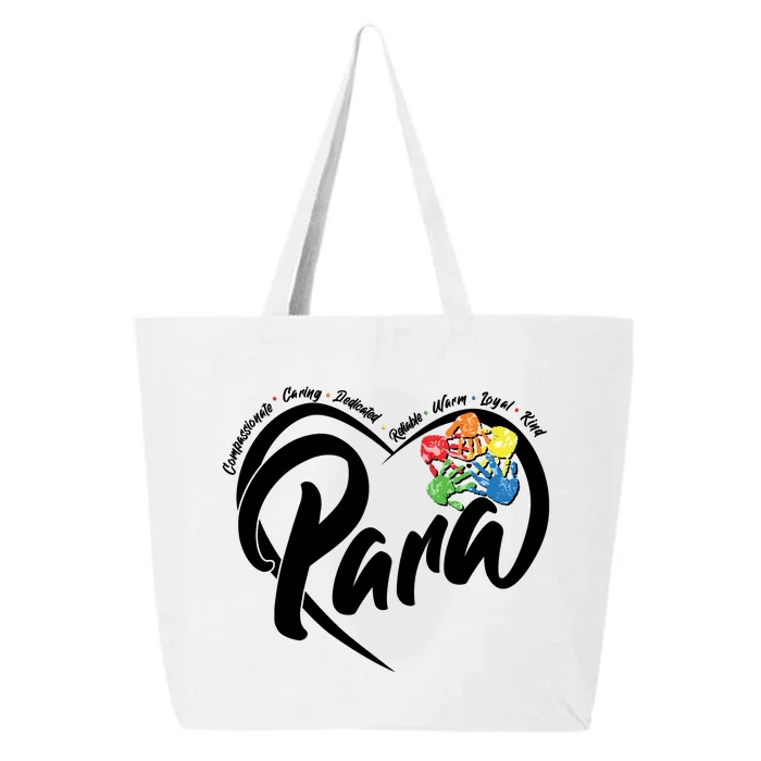 Cute Para Paraprofessional Teacher Heart 25L Jumbo Tote