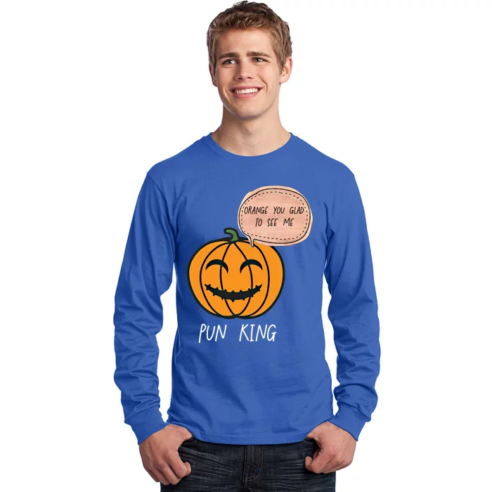 Carved Pumpkin Pun King Funny Halloween Pun Joke Dad Joke Gift Long Sleeve Shirt