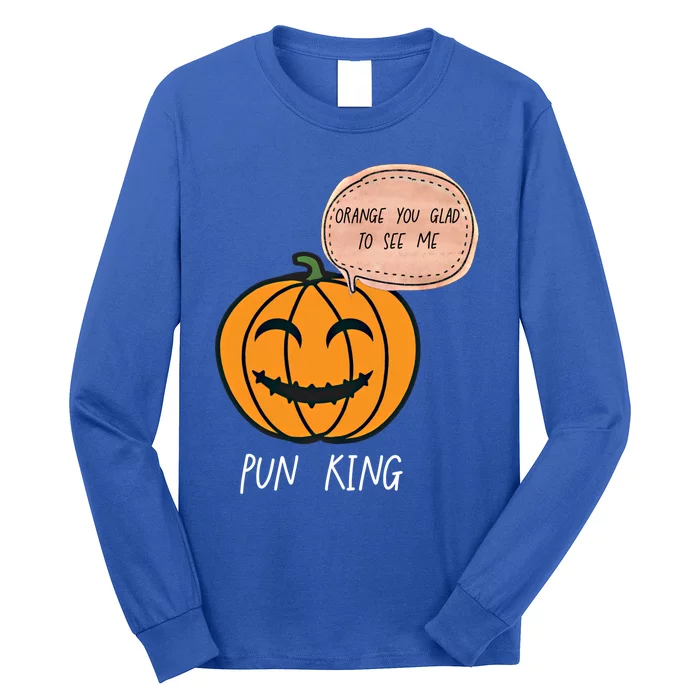 Carved Pumpkin Pun King Funny Halloween Pun Joke Dad Joke Gift Long Sleeve Shirt