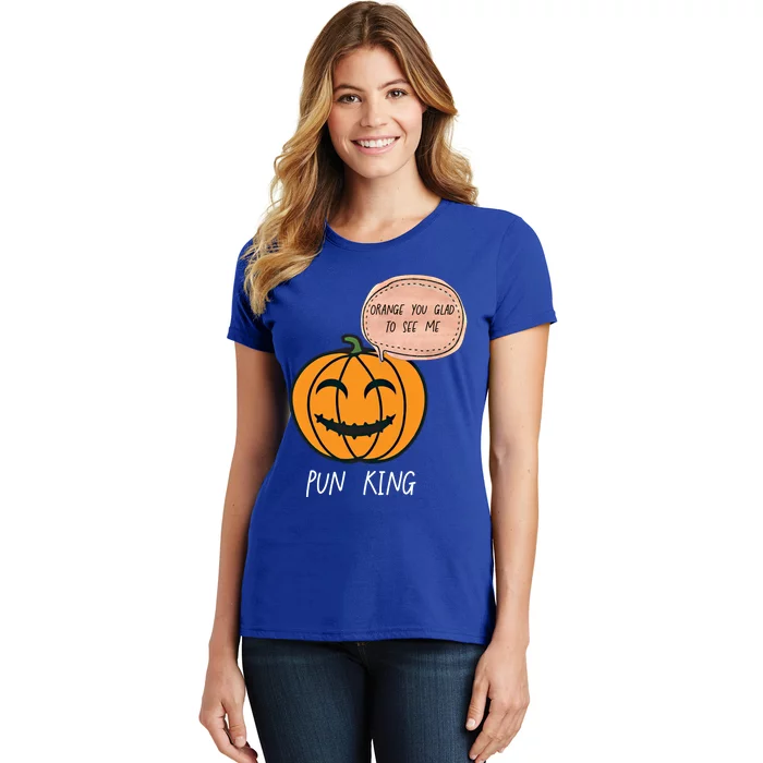 Carved Pumpkin Pun King Funny Halloween Pun Joke Dad Joke Gift Women's T-Shirt