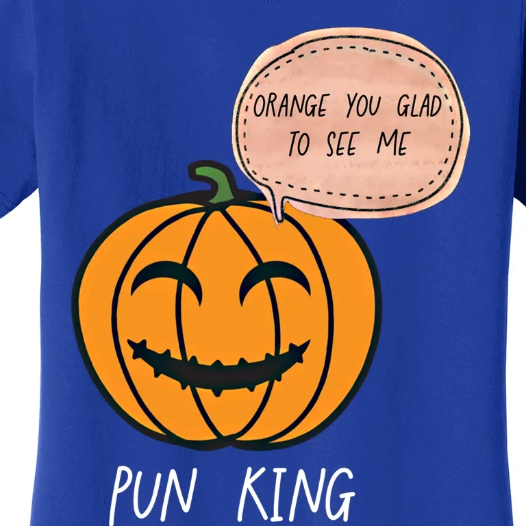 Carved Pumpkin Pun King Funny Halloween Pun Joke Dad Joke Gift Women's T-Shirt