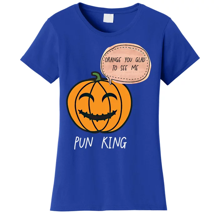 Carved Pumpkin Pun King Funny Halloween Pun Joke Dad Joke Gift Women's T-Shirt