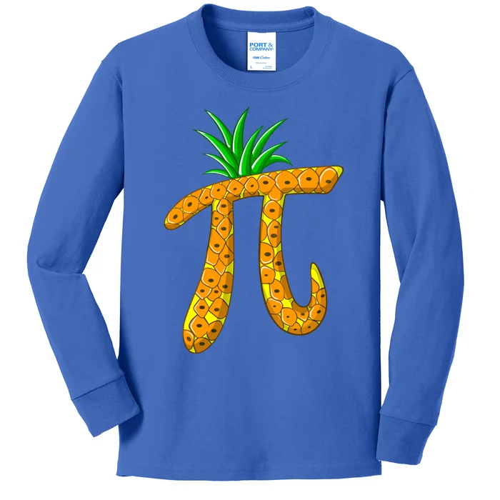 Cool Pi Pineapple Day Funny Mathematics Professor Fruit Gift Kids Long Sleeve Shirt